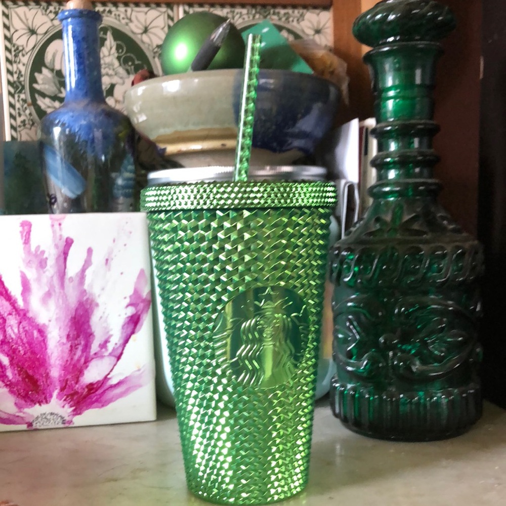Starbucks Emerald Green Textured Tumbler with Straw 16 Oz